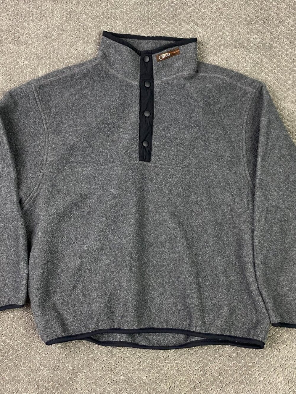 Vintage Orvis Snap Fleece Pullover Mens Large Gray Made in USA Jacket Sweater